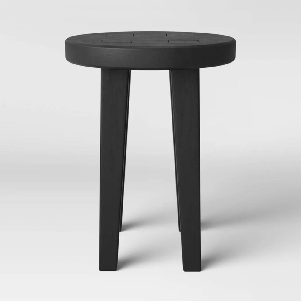 Woodland Short Round Carved Wood Table Black Stool Rustic Threshold Target - NEW